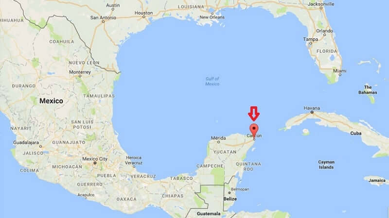 Mapa de Cancún en México