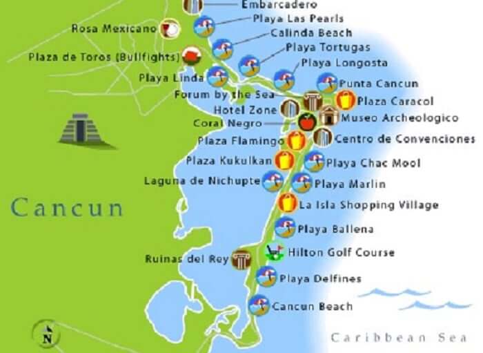 Mapa turístico de Cancún